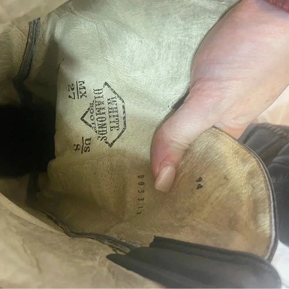 Men's White Diamond Cowboy Western BOOTS Black Alligator Leather size 8 - Picture 7 of 10